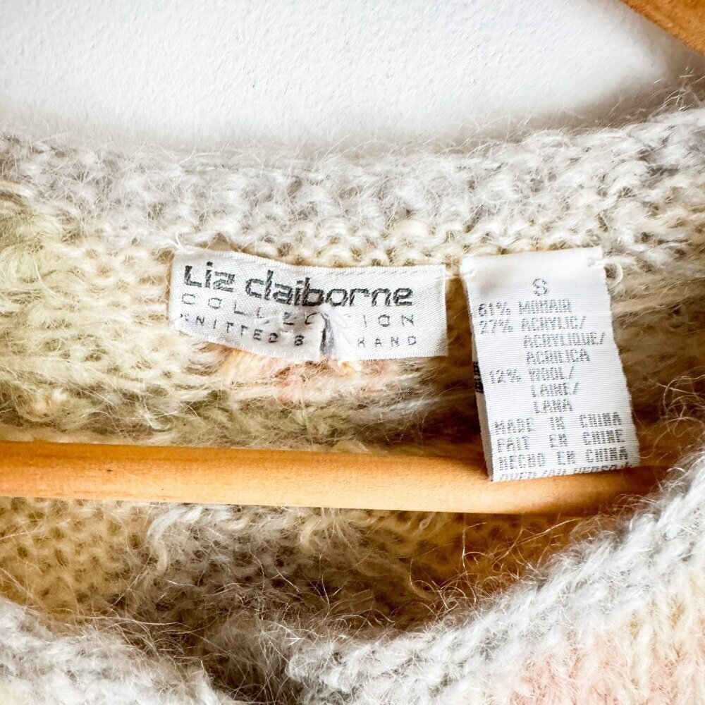 Liz Claiborne Wool Mohair Blend Pastel Floral Cardigan S - Picture 8 of 8